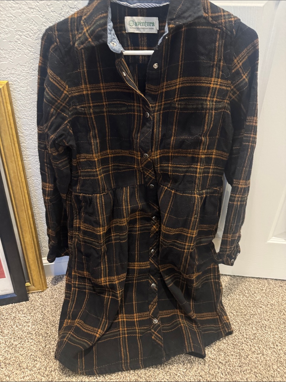 Aventura Black & Mustard Plaid Snap-Front Trench Coat